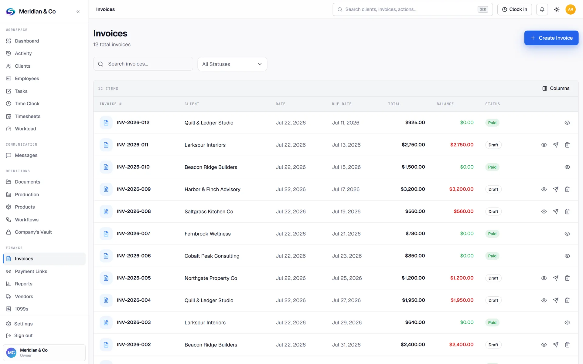 EasyFlow360 invoices